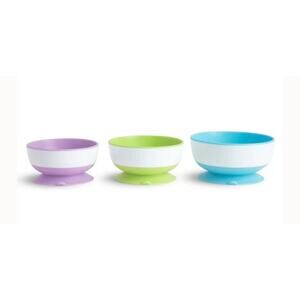 Munchin Stay Put™ Suction Bowls 3pk Blue Purple Green Silicone Baby Bowls s31